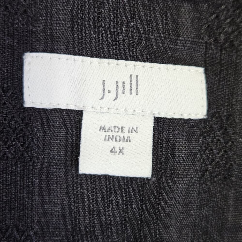 J.Jill Cotton Shift Dress 4X Embroidered Resortwear Black Quiet Luxury Beach - Picture 13 of 16